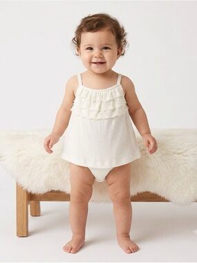 Carter's White Baby Girl Ruffle Tank Dress